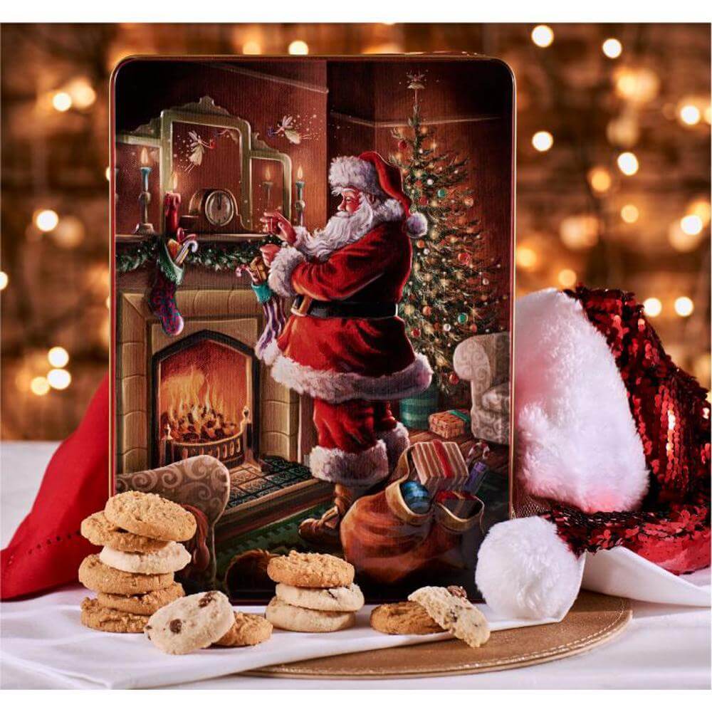 Grandma Wilds Embossed Santa By The Fire Tin 400g